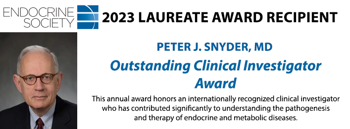 Peter Snyder receives 2023 Endocrine Society Laureate Award